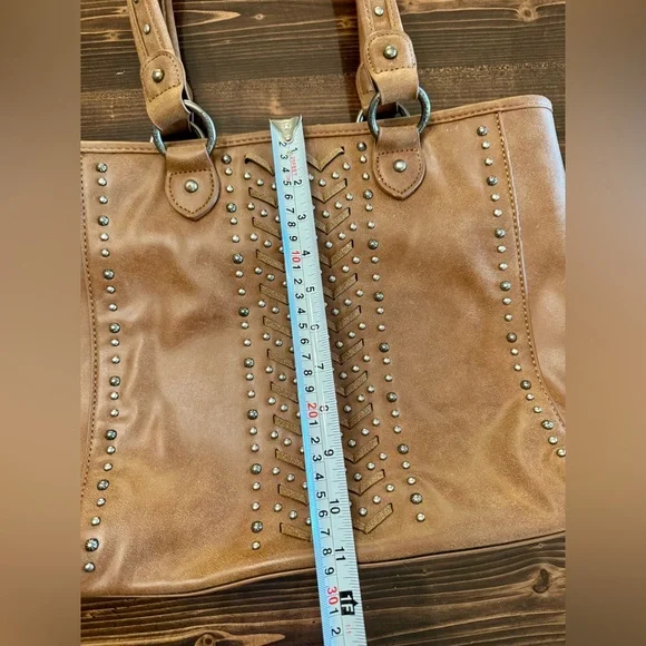 American Bling‎ by Montana West Tan Studded Conceal Carry Tote Bag - Picture 10 of 10